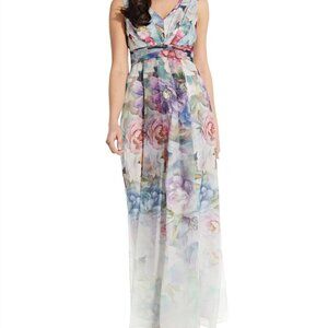 Adrianna Papell Women's Ivry Multi Printed Organza Ball Gown/ Dress 4